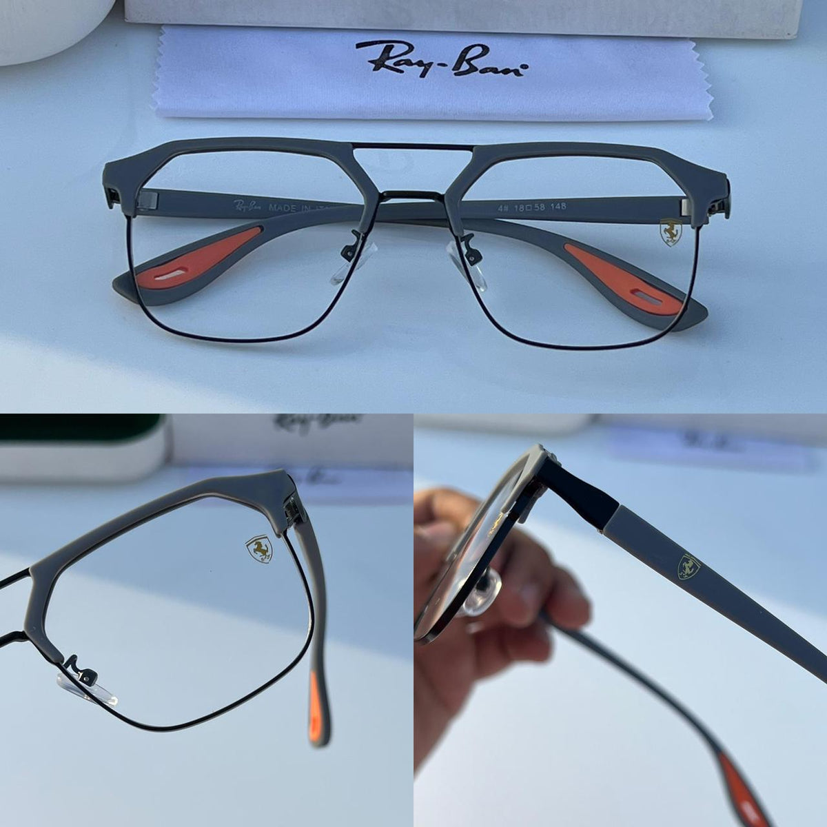 RAY BAN 04 GUN GREY BLUE CUT UV-400 SUNGLASSES