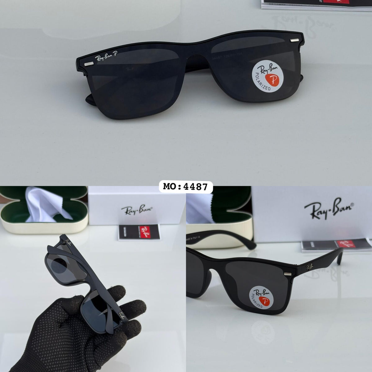 RAY BAN 4487 BLACK BLACK POLARISED LENS UV-400 SUNGLASSES