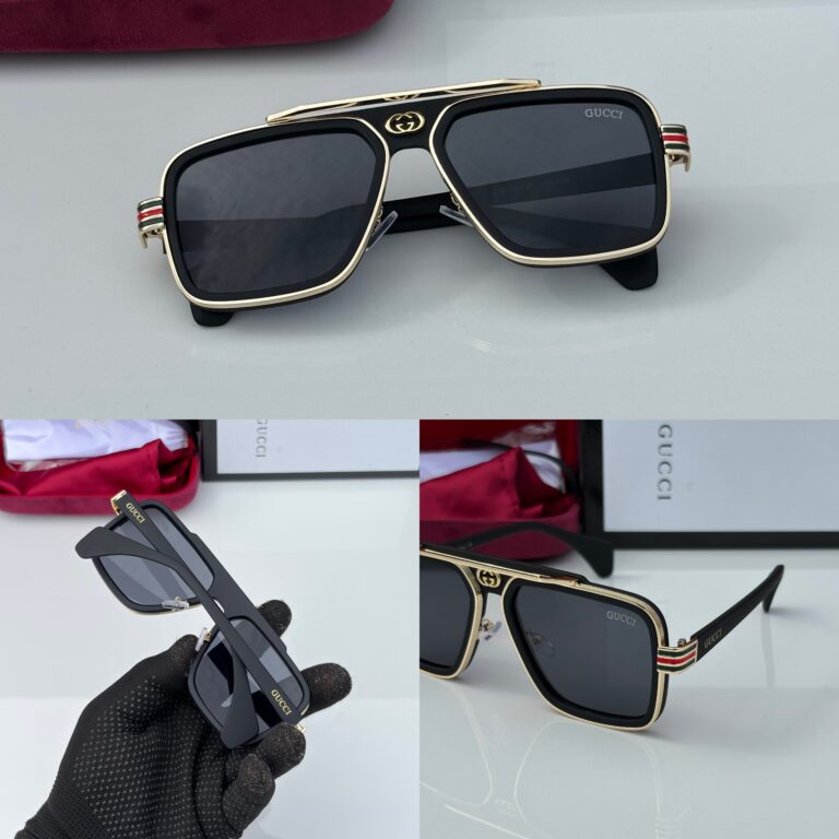 GUCCI 1295 GOLDEN BLACK UV-400 SUNGLASSES