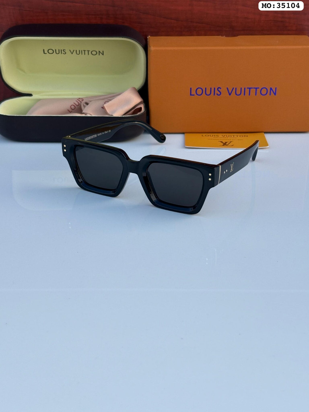 LOUIS VUITTON 35104 BLACK BLACK UV-400 SUNGLASSES