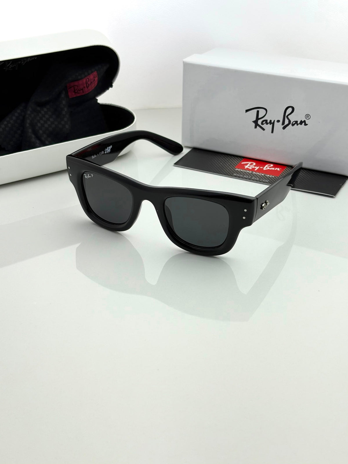 RAY BAN 4940 PUFFER SHINING BLACK BLACK GLASS UV-400 SUNGLASSES