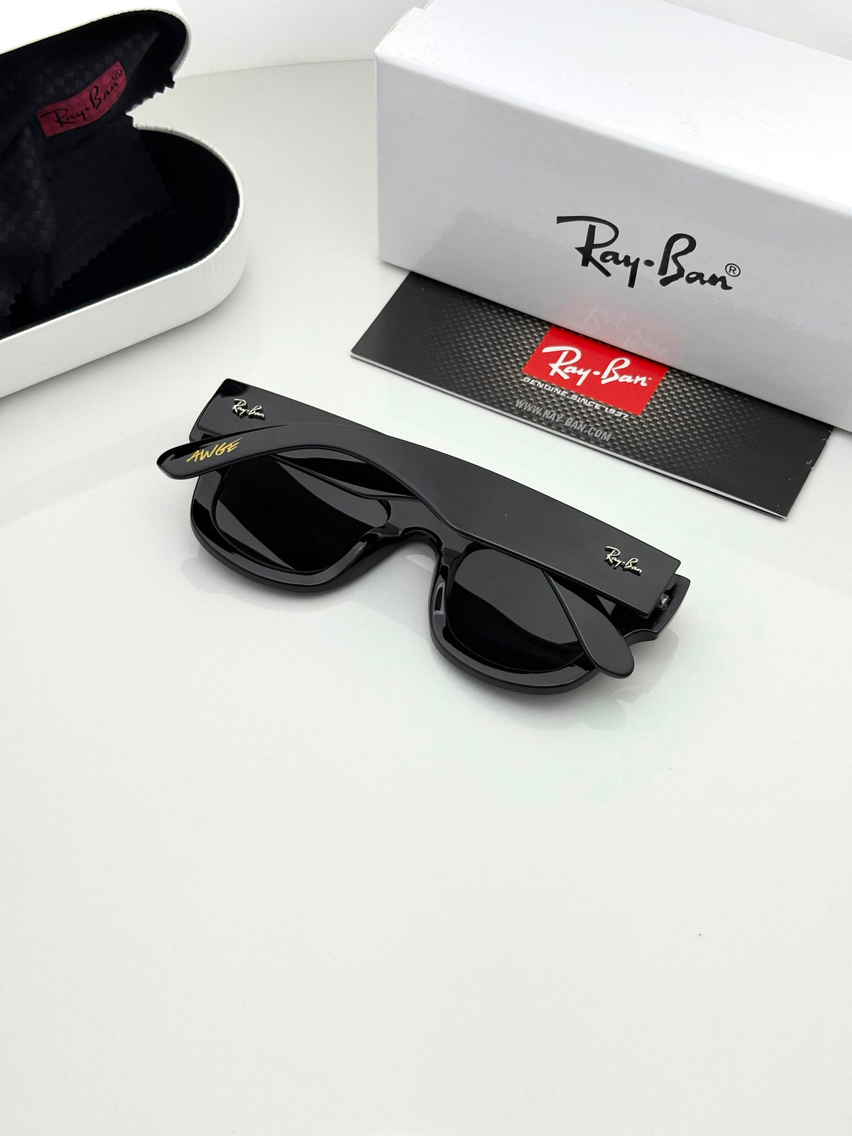 RAY BAN 4940 PUFFER SHINING BLACK BLACK GLASS UV-400 SUNGLASSES
