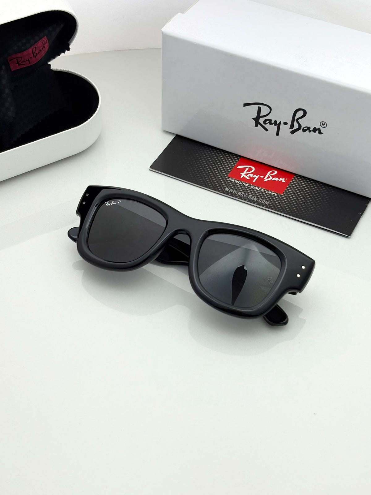 RAY BAN 4940 PUFFER SHINING BLACK BLACK GLASS UV-400 SUNGLASSES