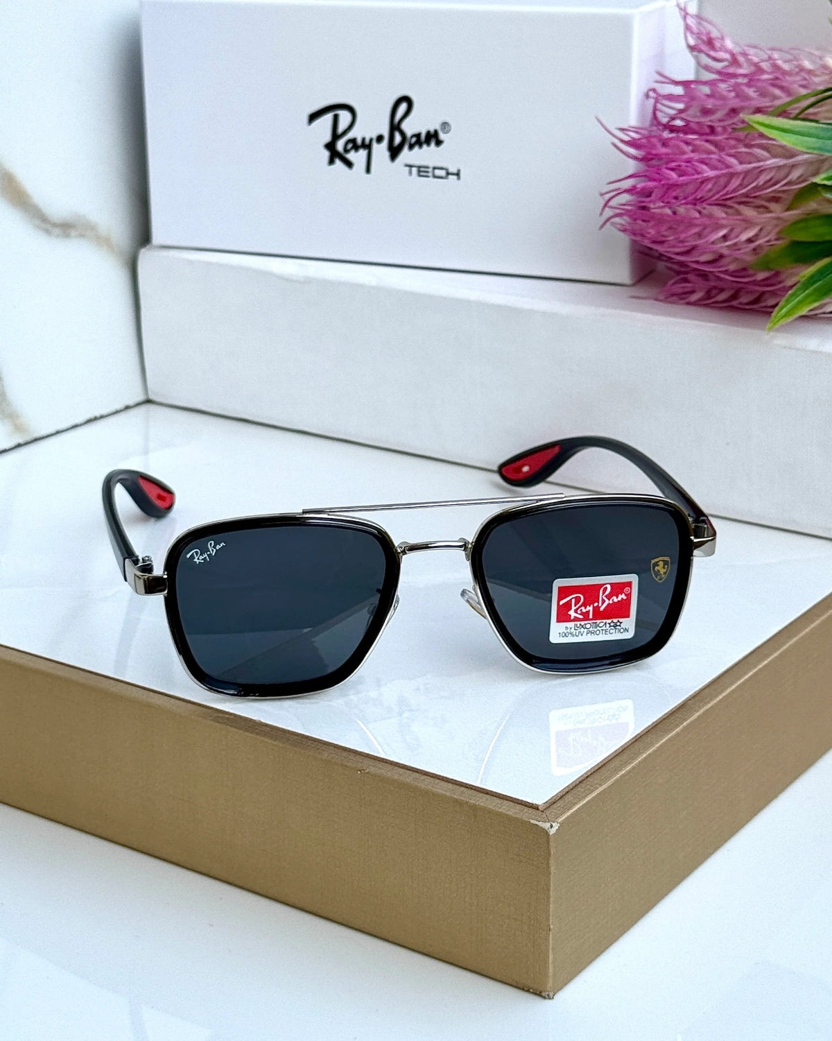 RAY BAN 06 SILVER BLACK UV-400 SUNGLASSES