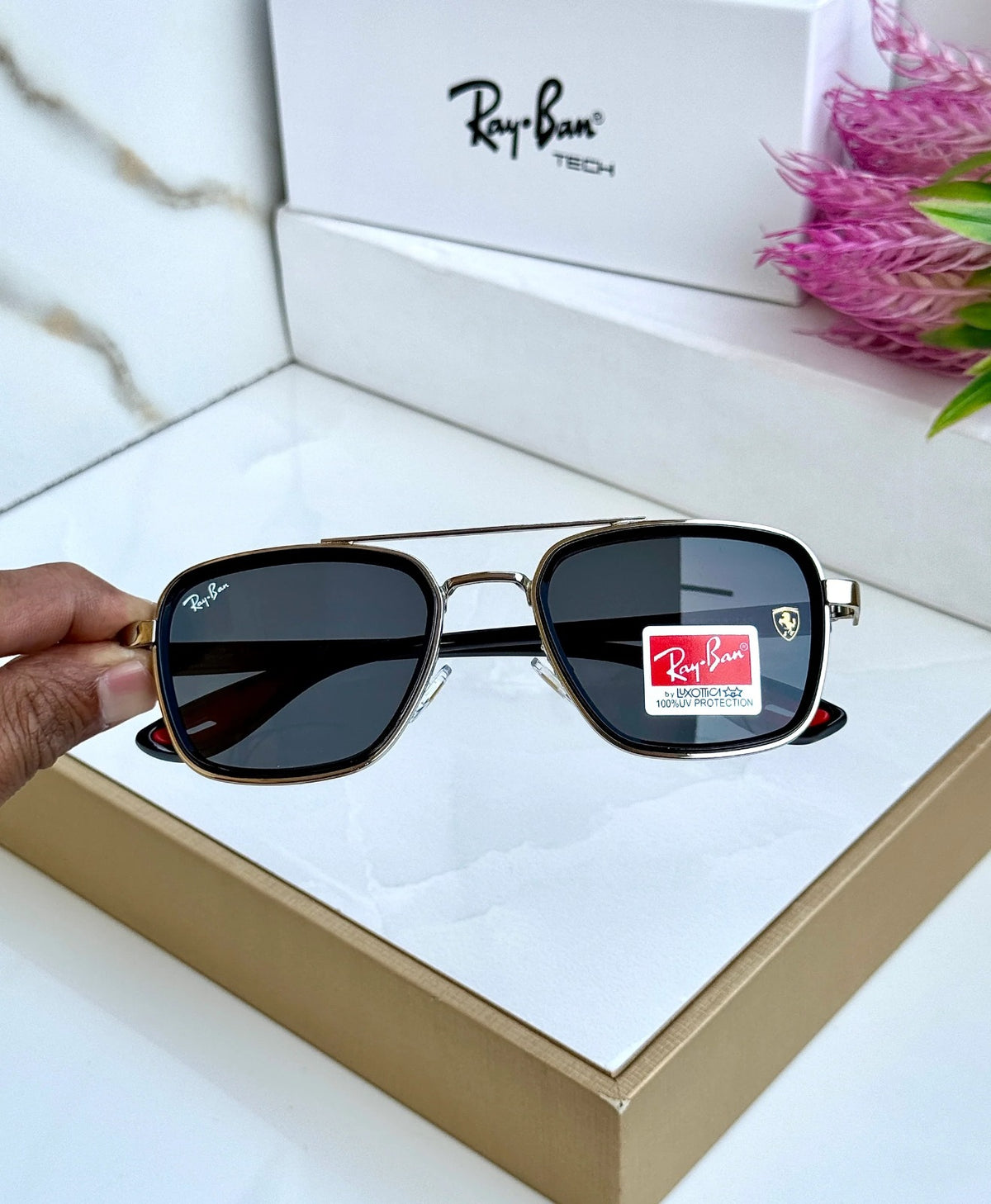 RAY BAN 06 SILVER BLACK UV-400 SUNGLASSES