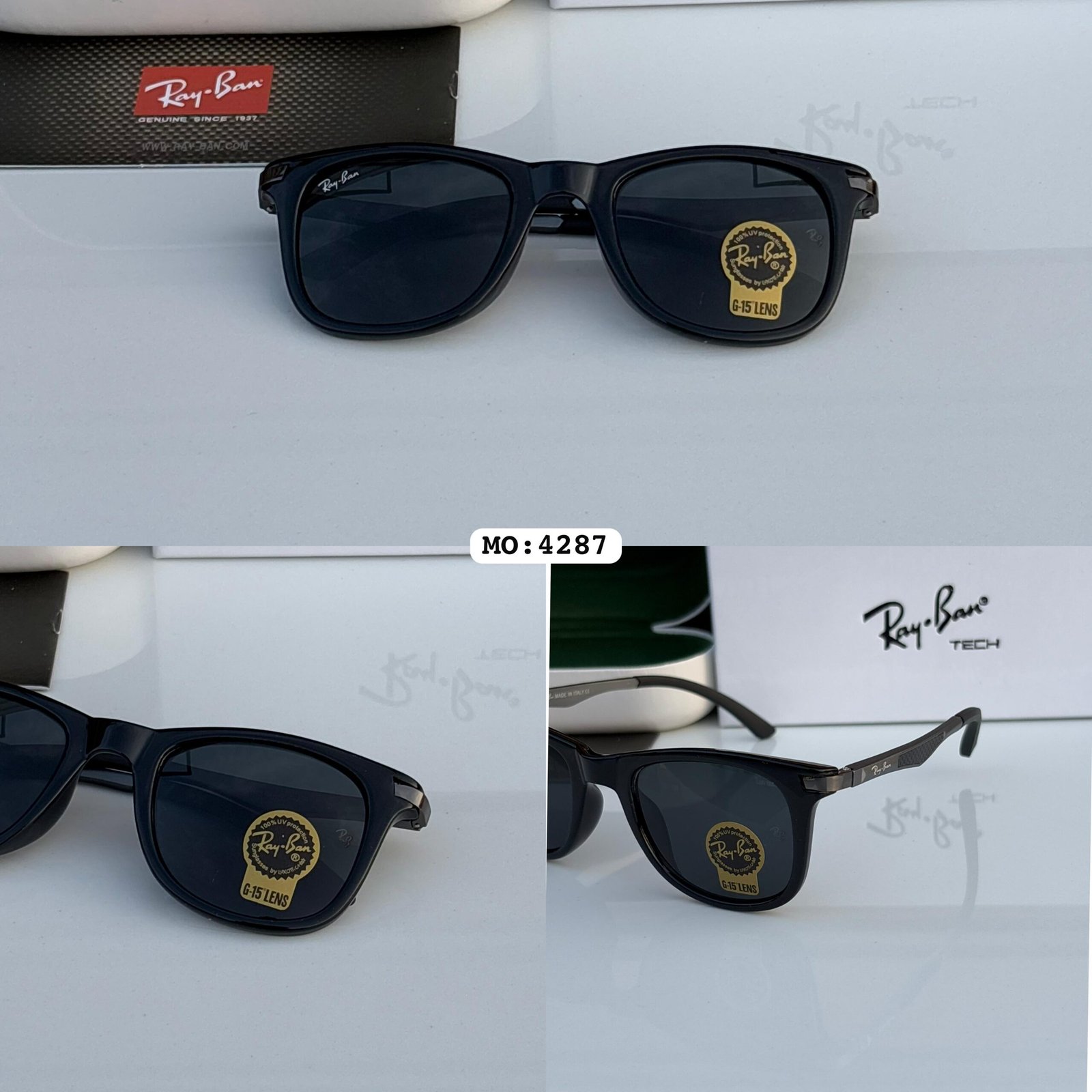 RAY BAN 4287 ALUMINIUM BLACK UV-400 SUNGLASSES - Image 3