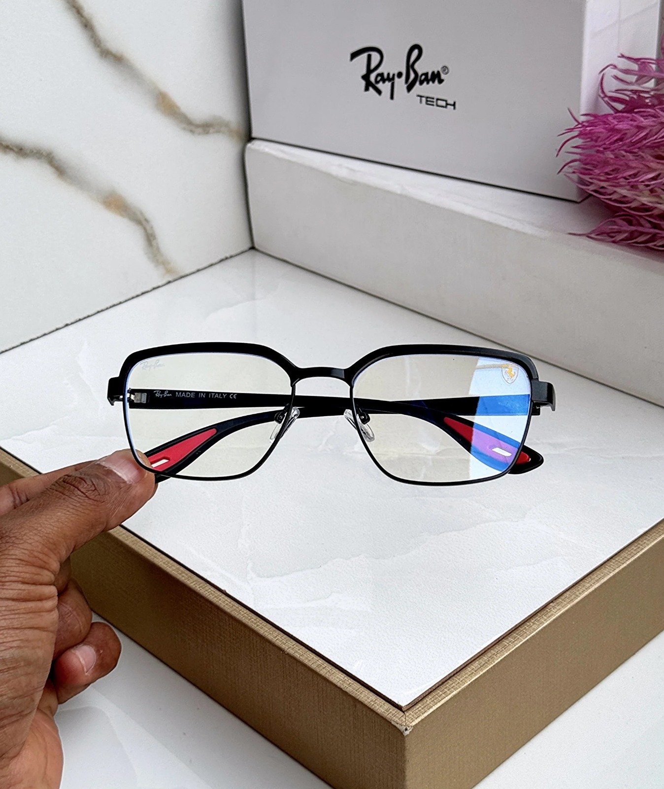 RAY BAN 07 BLACK BLUE CUT UV-400 SUNGLASSES - Image 2