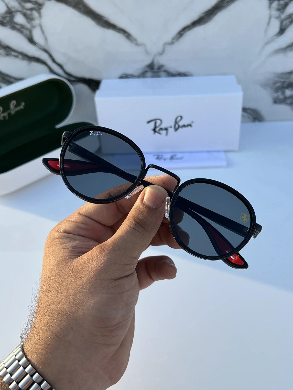 RAY BAN 02 BLACK BLACK UV-400 SUNGLASSES - Image 2