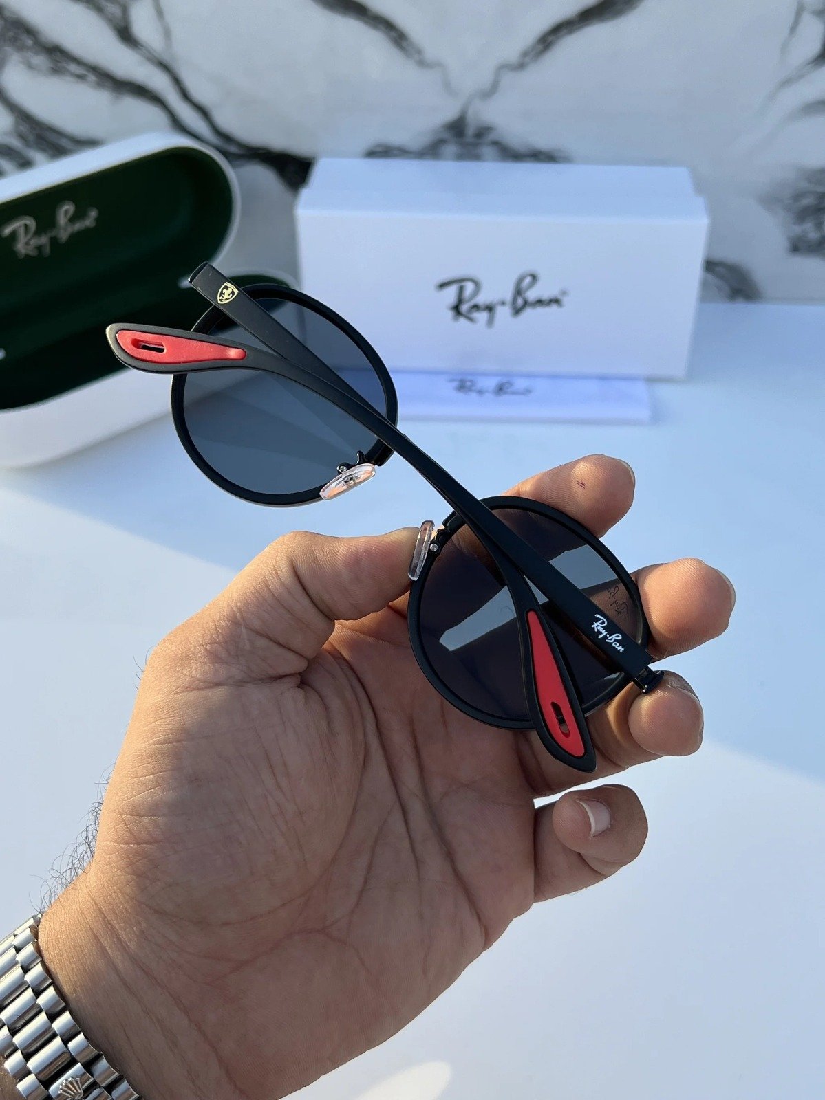 RAY BAN 02 BLACK BLACK UV-400 SUNGLASSES - Image 3