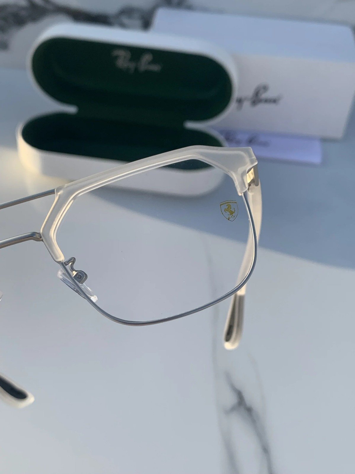 RAY BAN 04 TRANSPARENT SILVER BLUE CUT UV-400 SUNGLASSES - Image 2