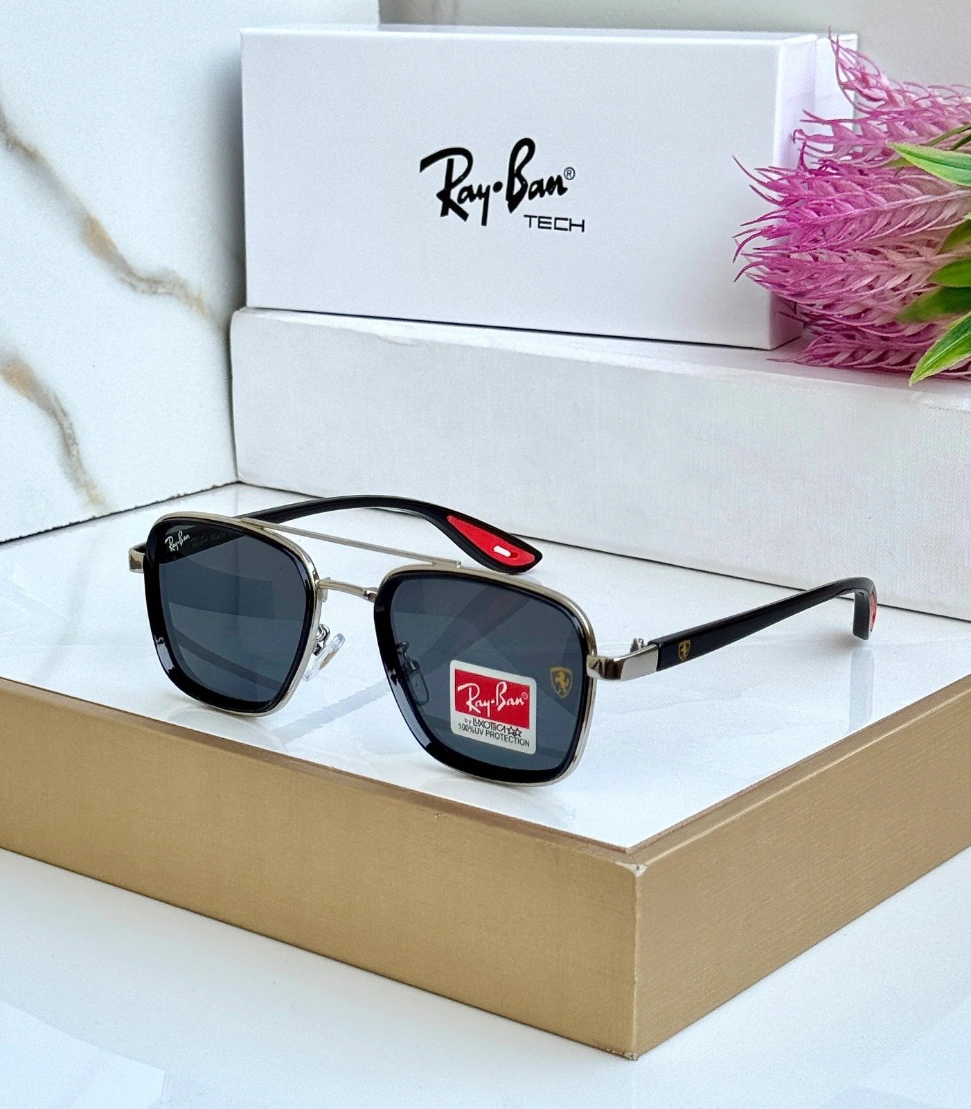 RAY BAN 06 SILVER BLACK UV-400 SUNGLASSES
