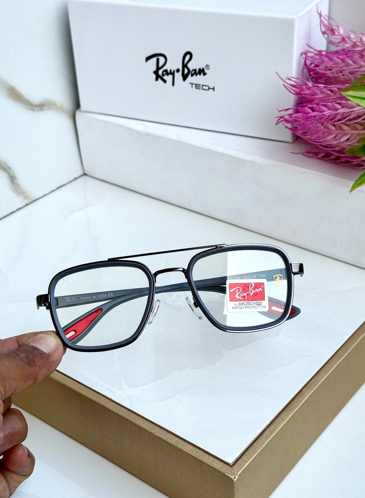 RAY BAN 06 GREY BLUE CUT UV-400 SUNGLASSES - Image 3