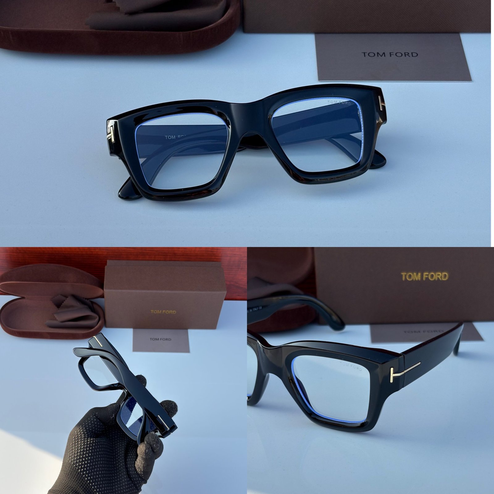 Tom Ford Black Rectangular Full-Rim Acetate Eyeglasses - Image 6