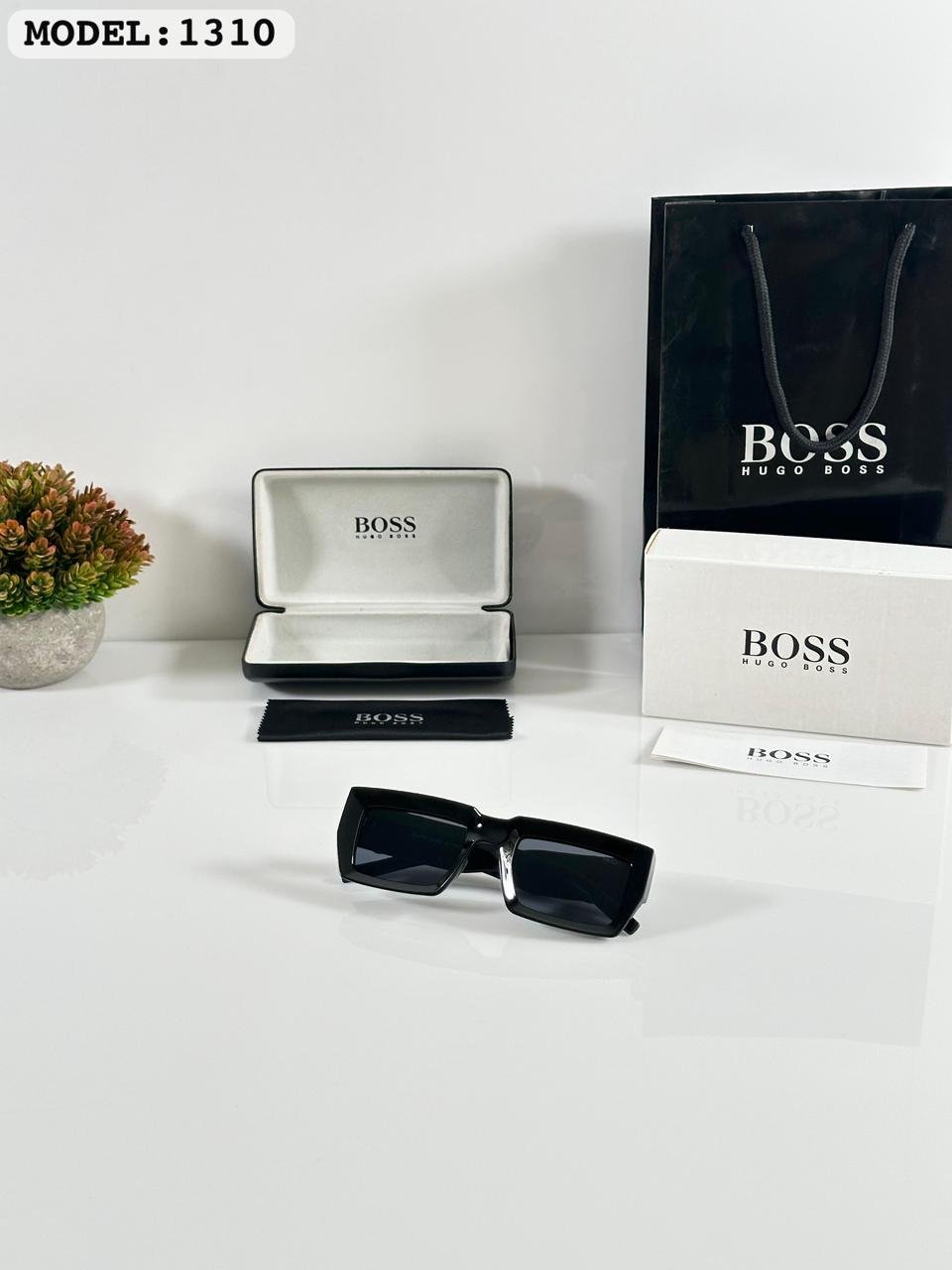 HUGO BOSS 1310 Black Rectangular Full-Rim Acetate Eyeglasses - Image 3