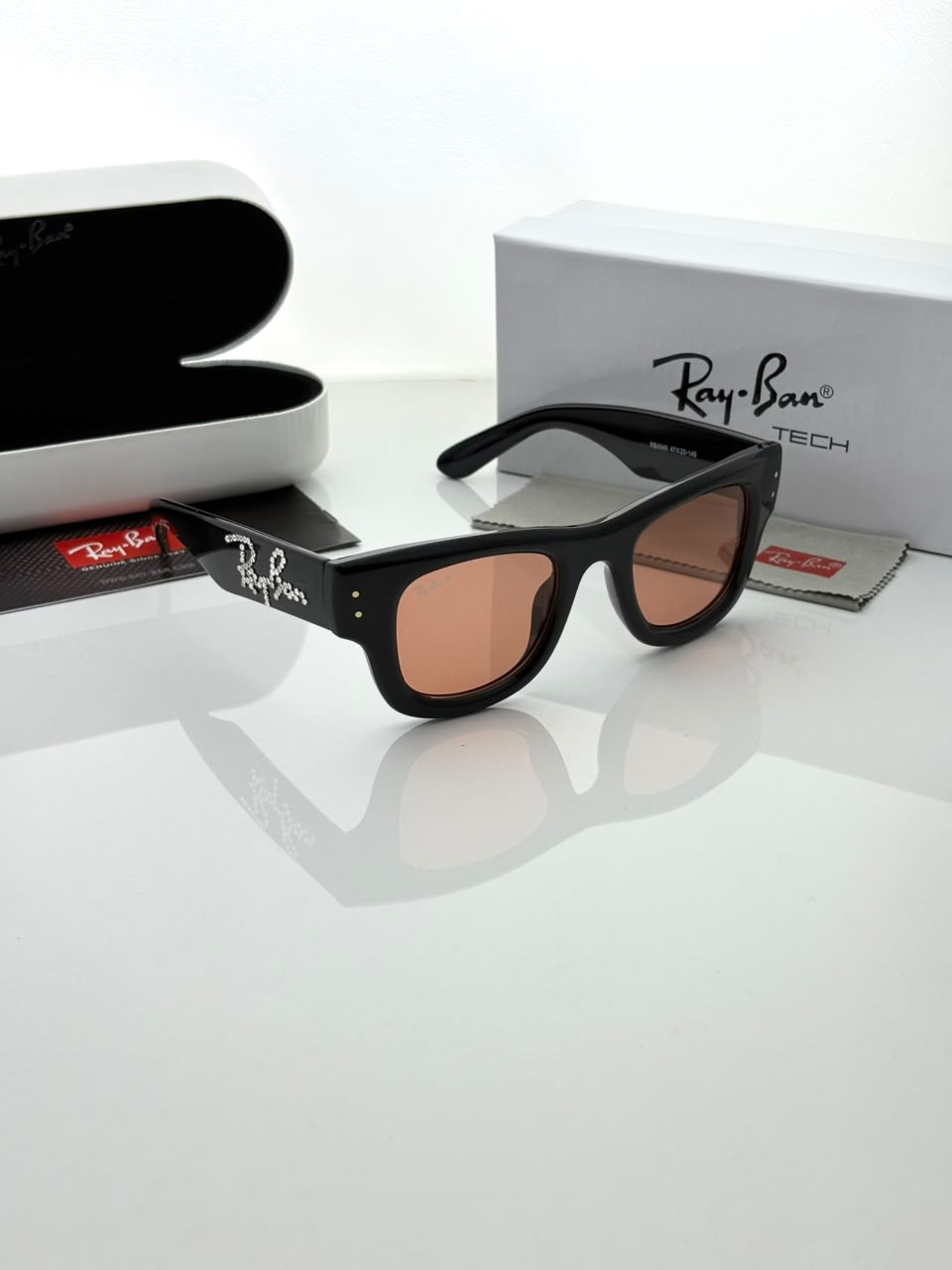 RAY BAN 4940 SHINING BLACK WITH CANDY DIAMOND GLASS UV-400 SUNGLASSES - Image 3