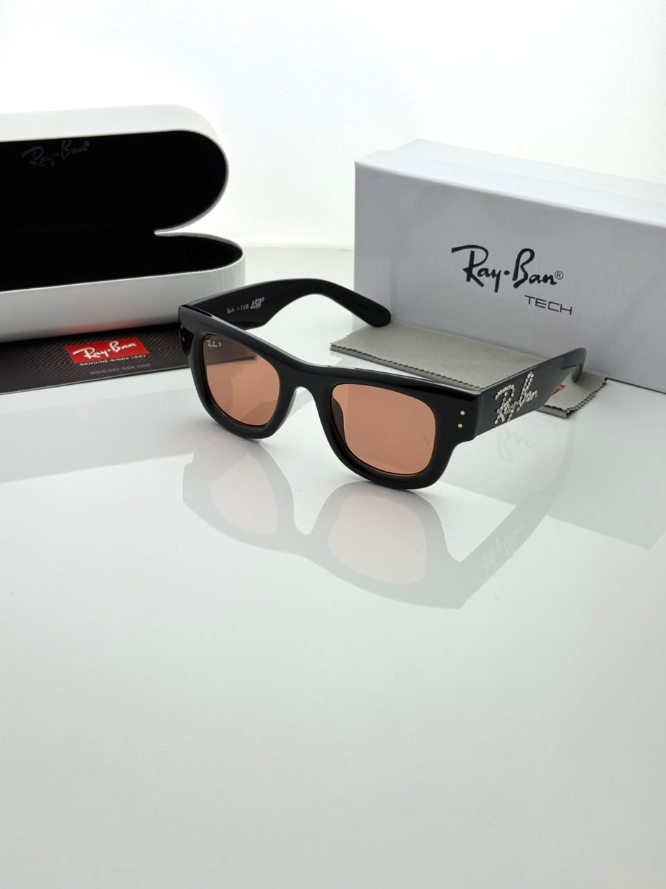 RAY BAN 4940 SHINING BLACK WITH CANDY DIAMOND GLASS UV-400 SUNGLASSES