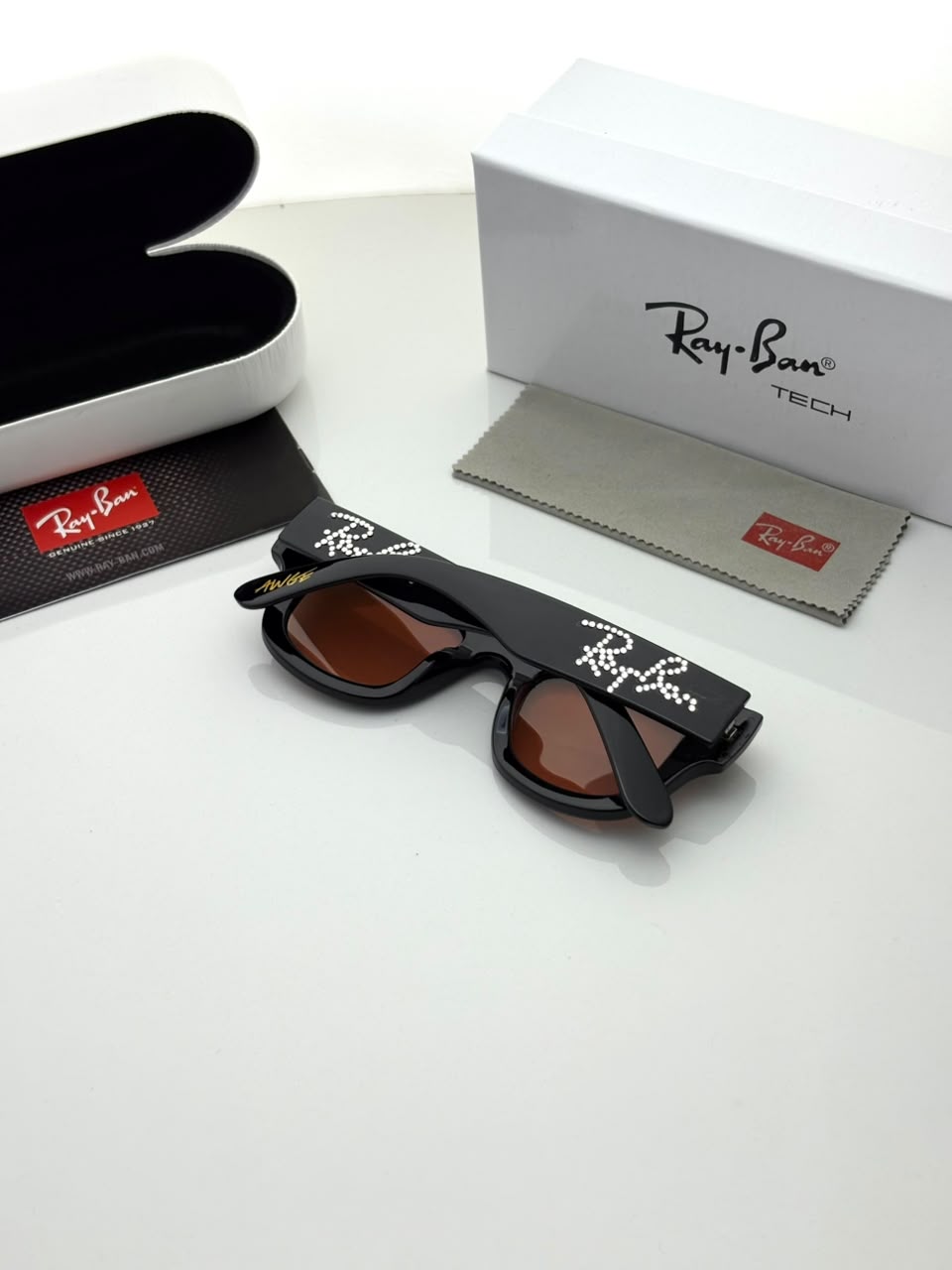 RAY BAN 4940 SHINING BLACK WITH CANDY DIAMOND GLASS UV-400 SUNGLASSES - Image 5